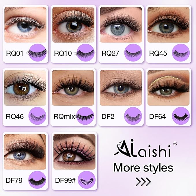 Wispy False Eyelashes Kit With Bond, Seal and Tweezer, 7 Pairs Natural Look Fake Cat Eye Lashes Strips Thin Band Extensions Waterproof Easy Eyelashes for Beginners DF99#