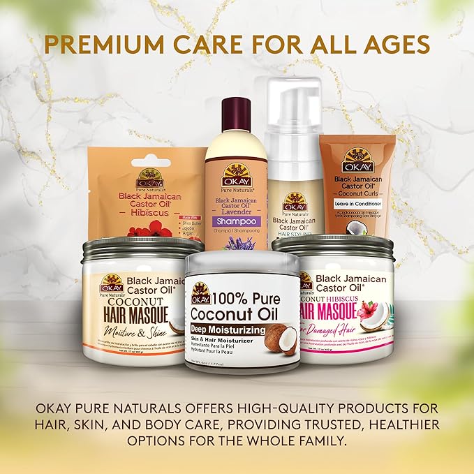 Okay 100% Pure Coconut Oil for Hair & Skin - Coconut Oil for Women & Men, Perfect for Body & Face, for Massage & Moisturizer, Natural - 6 Fl Oz Squeeze Bottle (Pack of 1)