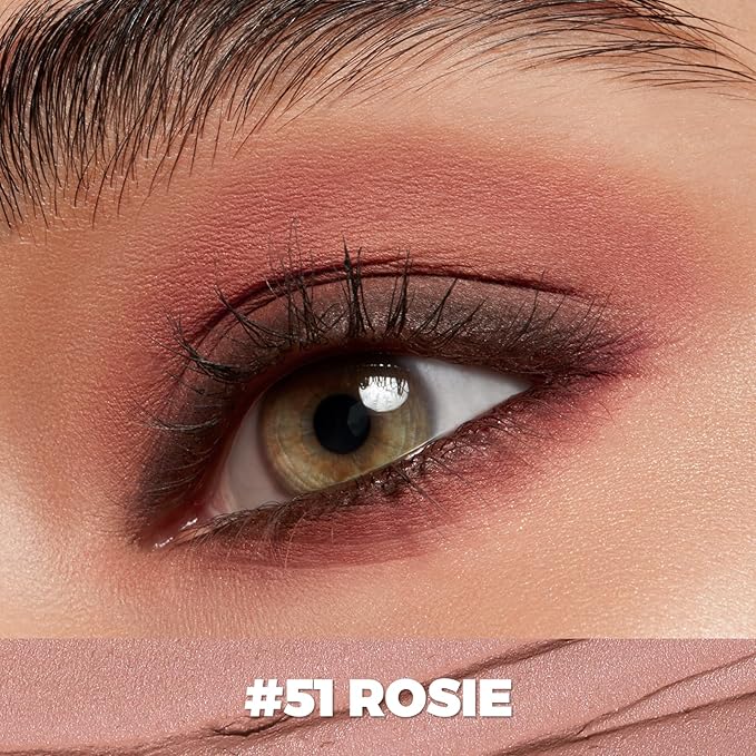 FOCALLURE Shimmer and Matte Cream Eyeshadow Stick,Smooth Brilliant Eye Brightener Pencil for Women,Long Lasting Waterproof Eye Shadow and Liners Makeup,Rosie