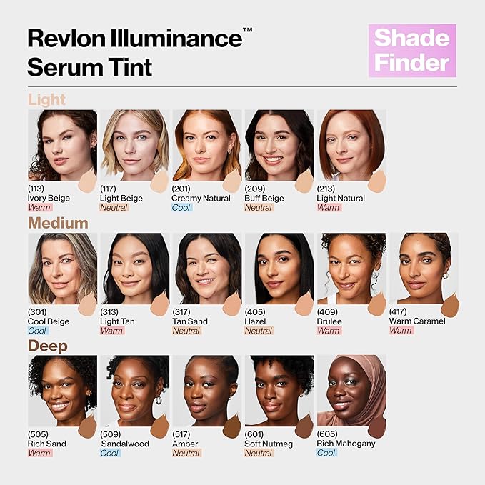 Revlon Illuminance Tinted Serum, Triple Hyaluronic Acid, Evens Out Skin Tone Over Time and Hydrates All Day, SPF 15, 601 Soft Nutmeg, 0.94 fl oz.