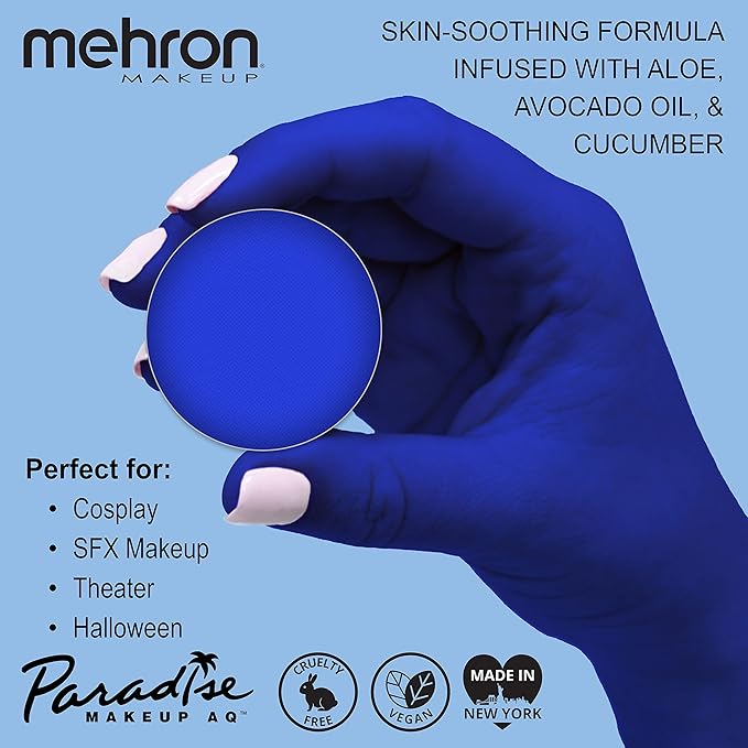 Mehron Makeup Paradise Makeup AQ Refill Size | Stage & Screen, Face & Body Painting, Beauty, Cosplay, Halloween | Water Activated Face Paint, Body Paint, Cosplay Makeup .25 oz (7 ml) (LAGOON BLUE)