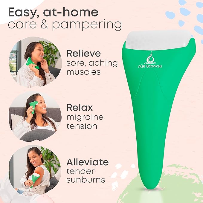 Ice Roller for Face & Eye Puffiness Relief 2 in 1 Set - Therapeutic Facial Massager for Beauty - Cooling Face Rollers for Women - Tone & Tighten Your Damaged Skin - Reduce Wrinkles