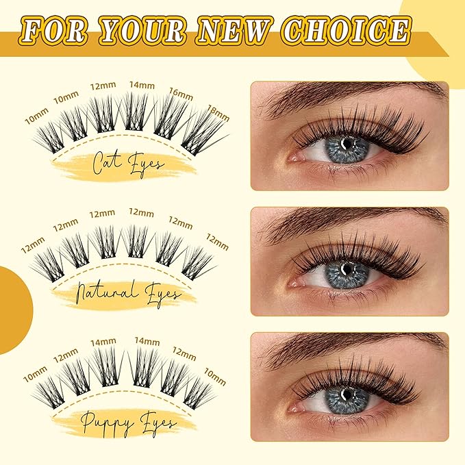 Eyelash Cluster 10-18mm Wispy Eyelash Clusters D Curl DIY Lash Extension Natural Lash Clusters Individual Lashes (LF03 Lashes Only)