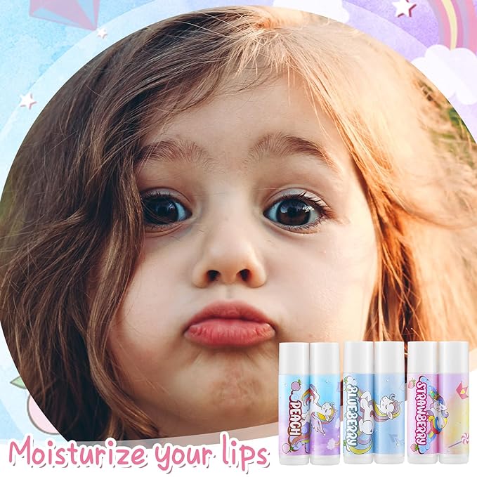 24 Pcs Unicorn Lip Balm Back to School Gift Unicorn Party Favors Lip Balm for Girls Birthday Party Favors Lip Gloss for Kids Gifts for Kids Fruity Favors Unicorn Gift for Cute Girls