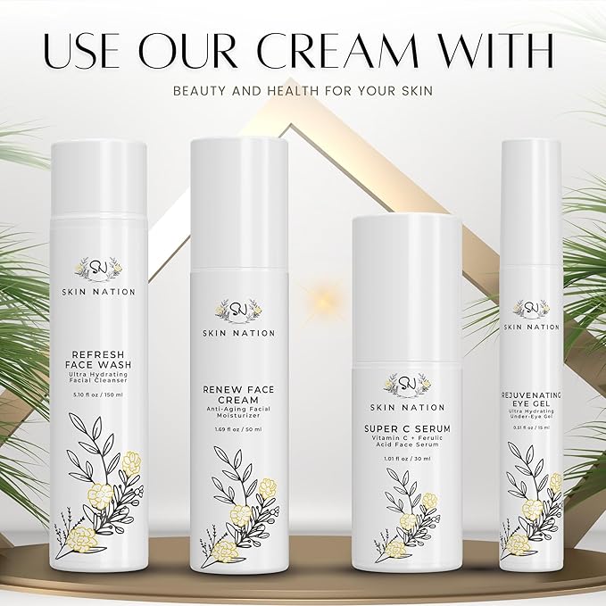 Skin Nation Super Firming Cream, Hydrating Body Lotion with Shea Butter, Glycolic Acid, Aloe Vera, Can Help Smooth Crepey Skin and Support Firmer Neck & Décolleté, 4 oz