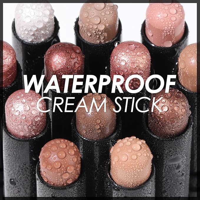 FOCALLURE Shimmer and Matte Cream Eyeshadow Stick,Smooth Brilliant Eye Brightener Pencil for Women,Long Lasting Waterproof Eye Shadow and Liners Makeup,GOSSIP