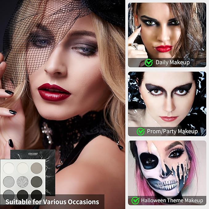 docolor Eyeshadow Palette 9 Colors Black Eyeshadow Gemstone Shadow Palette Highly Pigmented Mattes Shimmers Smokey Glitter Cream Colorful Powder Blendable Long Lasting Waterproof Makeup Palette