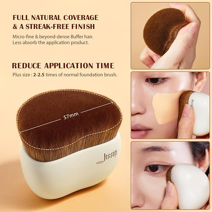 Jessup Makeup Brush Foundation Brush with Makeup Sponge 1pc Kabuki Brush for Liquid, Cream or Flawless Powder Cosmetic Face Boby Brush, T882