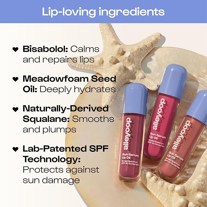 ALLEYOOP Sun Serum Lip Oil SPF 40 – Tinted Lip Oil with SPF, Hydrating Tinted Lip-Moisturizer for Women, Lips Sunscreen for Cracked Lips, Smooths & Soothes, Vegan, Travel-Friendly, Whirlwind