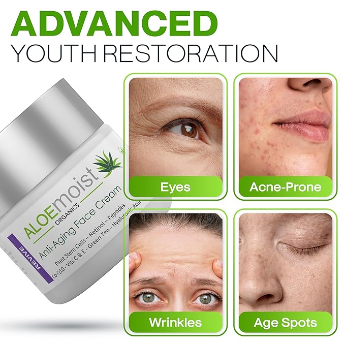 Advanced Retinol Cream for Face | Revive Anti Aging Face Cream for Women & Men Topical Retinoid Wrinkle Repair Day or Night Moisturizer, Organic Retinol Facial Moisturizer for Aging Skin Care, 2 Pack