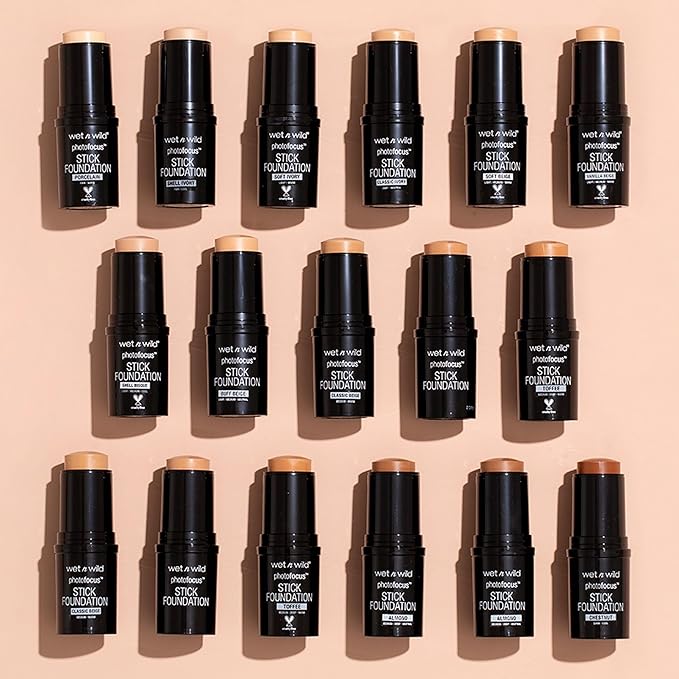 wet n wild Photo Focus Matte Foundation Stick Makeup Shell Ivory & Soft Ivory | Vegan & Cruelty-Free
