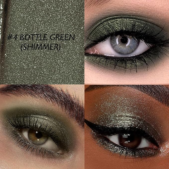 Eyeshadow Stick Waterproof Long Wear Cream Eye Shadow Pencil Single Shimmer Glitter Blendable Smokey Eyeshadow Crayon Cream to Powder Highly Pigmented Color Eyeliner Makeup, 4 GREEN