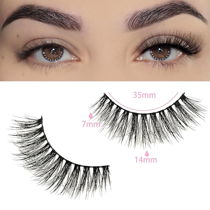 FARRED Natural Eyelashes Wispy Lashes Short False Eyelash Small Cat Eye Fake Lashes Full Pestañas Sets for MUA and Beginners Daily Makeup (F2 | 7-14mm)