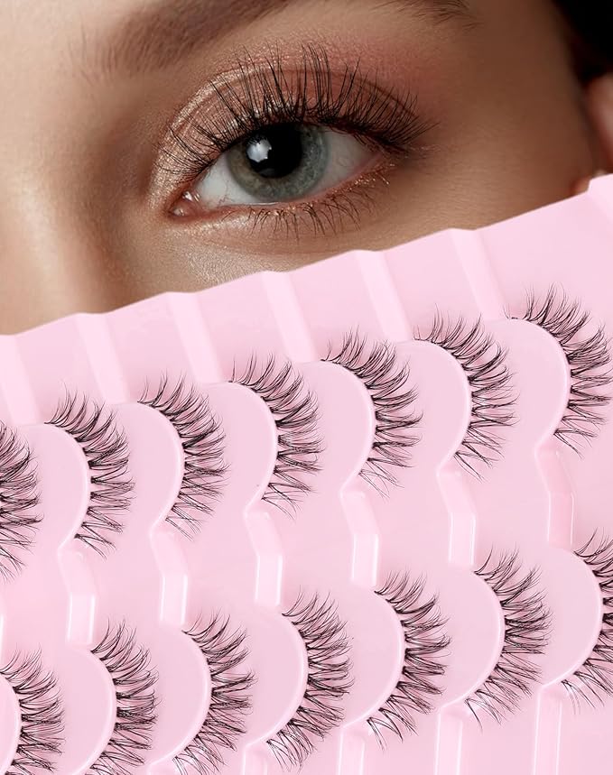 Lashes Wispy Short Eyelashes Natural Look False Eyelashes Strip Eye Lash Soft Lashes Fluffy Pack 7 Pairs Everyday Lash SF-03