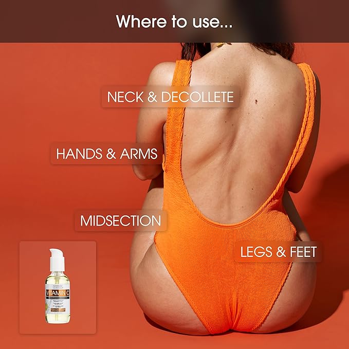 Advanced Clinicals Collagen Body Oil + Vitamin C Brightening Body Oil Moisturizer 2pc Skincare Set - Nourishing, Brightening, & Firming Massage Oil To Improve Look Of Crepe Skin + Dark Spots, 2PC Set