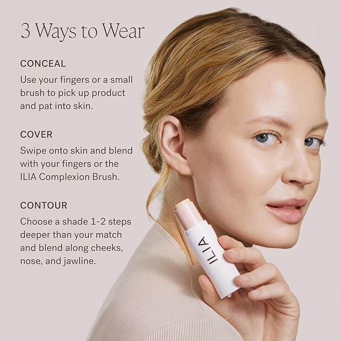 ILIA - Skin Rewind Complexion Stick - Foundation + Concealer + Skincare | Non-Toxic, Vegan, Cruelty-Free, Clean Makeup (23C - Alder, 0.35 oz | 10 g)