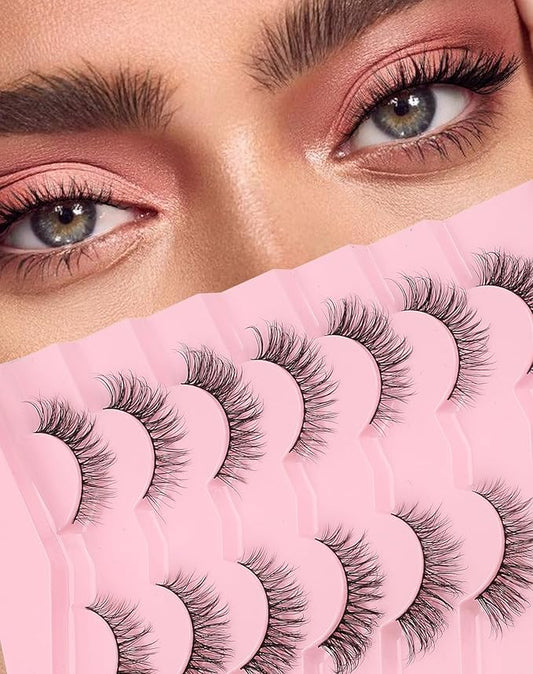 Natural Lashes Wispy Everyday Natural Look Flared Eyelashes Fairy False Cateye Lash Soft False Eyelashes Fluffy 7 Pairs D77