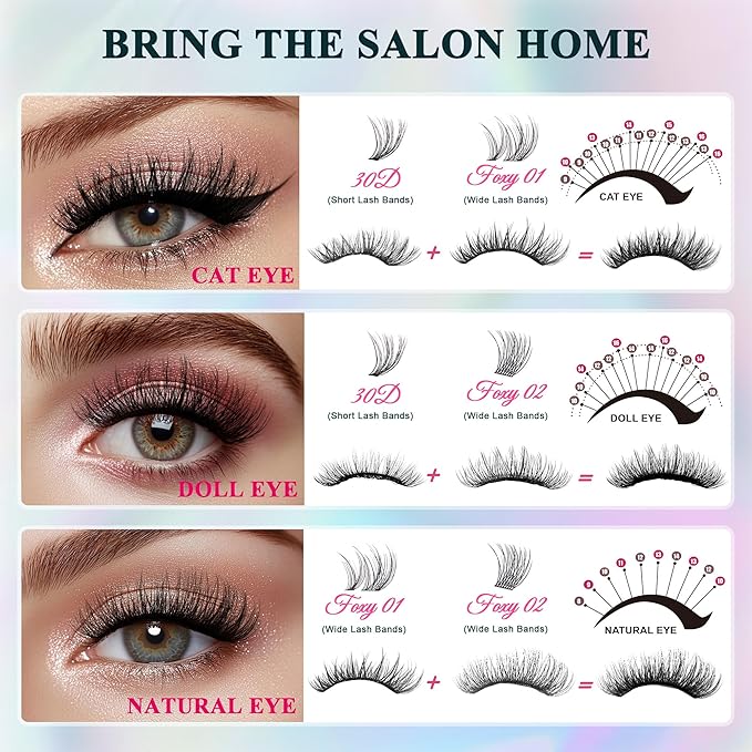 Lash Clusters Wispy - Lash Clusters,30D 40D Lash Clusters For Natural Look WideSpan 8-16MM Eyelash Clusters D Curl Lash Clusters For DIY Lashes At Home