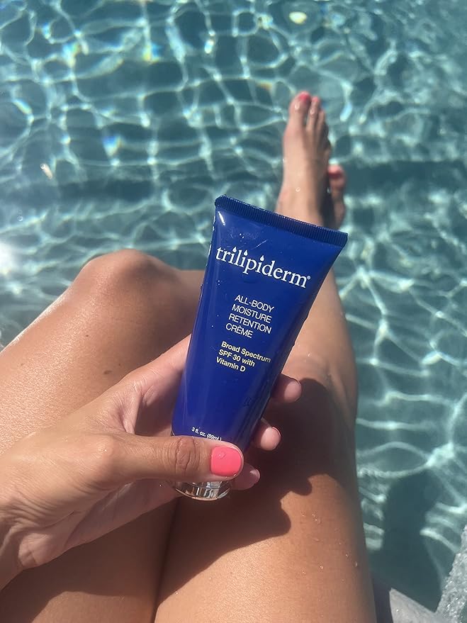Trilipiderm All-Body Moisture Retention Crème with SPF 30, Vitamin D - 3oz Travel Size Sunscreen