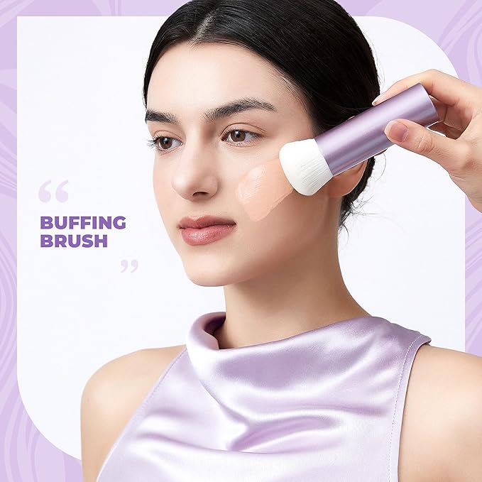 Jessup Professional Foundation Brush for Liquid, Cream and Powder, Large Dense Face Makeup Brush for Natural Flawless Finish, Luxury Purple AS004