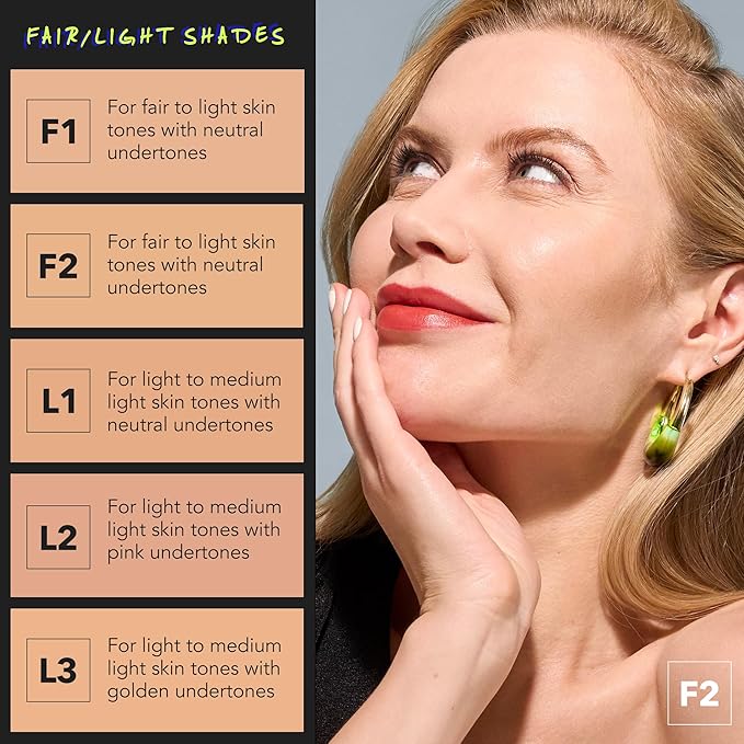 COVER FX Power Play Foundation - Shade L2 - Buildable Full Coverage - Waterproof Sweat-Proof Transfer-Proof - Natural Matte Finish - All Skin Types