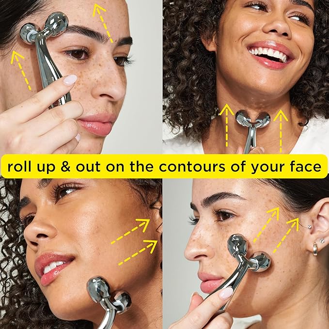 Pacifica Future Youth Stainless Steel Face Roller – Cooling Dual Gua Sha Facial Massager for Sculpting, Contouring & De-Puffing – Anti-Aging Skin Care Tool for Wrinkles & Fine Lines Lymphatic Drainage