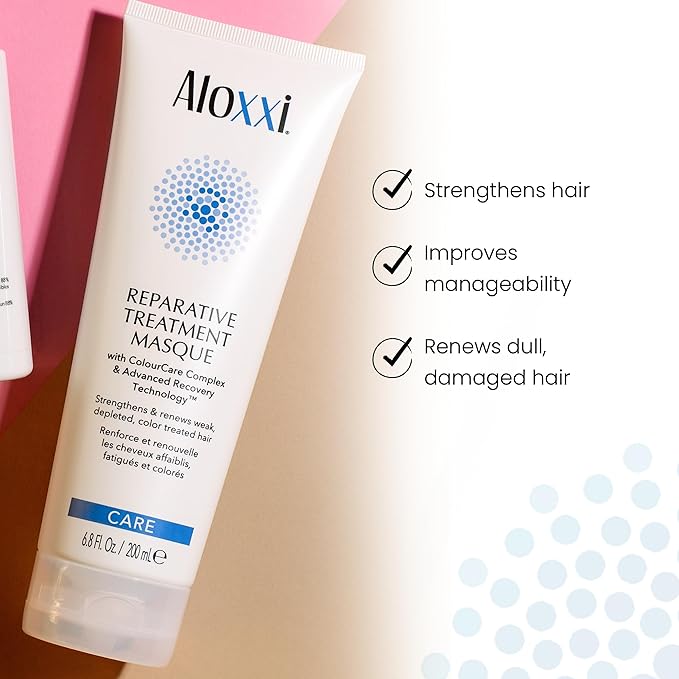 ALOXXI Repair Hair Mask for Color-Treated Hair Enriched with Keratin & Peptides, Deep Conditioning Treatment for Dull and Damaged Locks, 16.9 Fl Oz