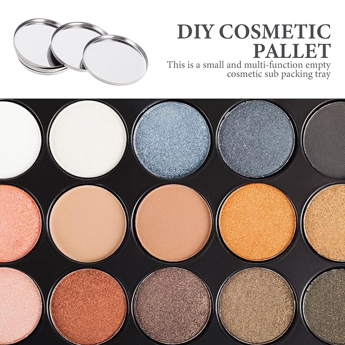 20pcs Metal Makeup Eyeshadow Jars Pan Palettes Tin Lipstick Foundation Single Holder Watercolor Eye Tray Steel Round Blush Pans Magnetic Cosmetic Plate Empty Pigment for