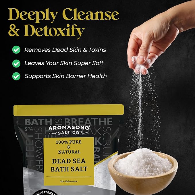 Aromasong Dead Sea Salt - Spa Bath Salt - Bulk 19 Lb Pack of 78 (1482 Lbs Total) Fine Grain - 100% Pure - Better Absorbing Than Epsom Salt - Soak for Women & Men for Skin Issues and Relaxation