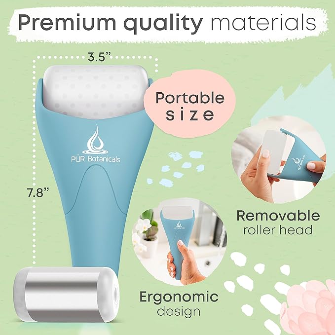 Arctic 2-in-1 Set Cryotherapy Ice Roller for Face Wrinkles Massager - Skin Care Tool for Puffiness - Cooling Ice Facial Eye Skin Roller - Reduce Puffiness and Relief Migraine Pain