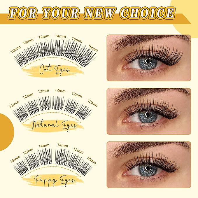 Eyelash Cluster 10-18mm Wispy Eyelash Clusters D Curl DIY Lash Extension Natural Lash Clusters Individual Lashes (LF05 Lashes Only)