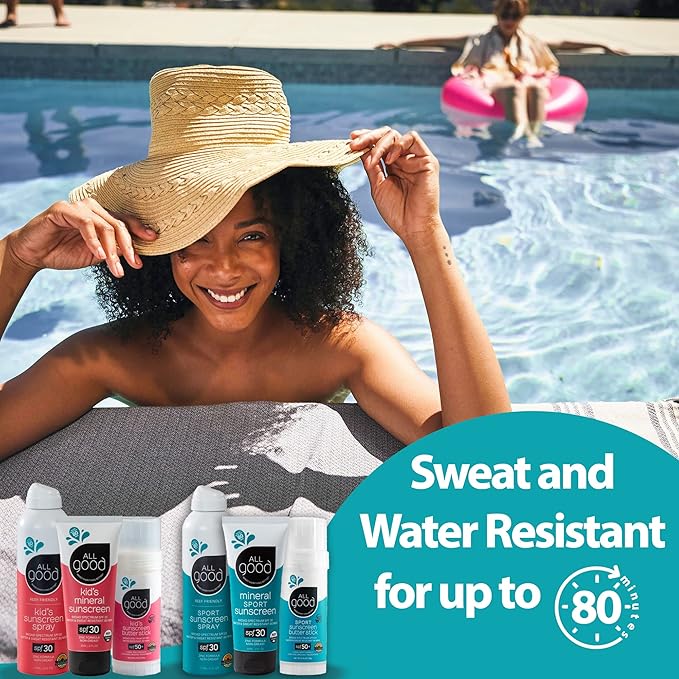 All Good Sunstick - Face Sunscreen, Water Resistant, UVA/UVB Broad Spectrum SPF 30+, Coral Reef Friendly - Beeswax, Zinc, Vitamin E, Shea Butter (Unscented)(2-Pack)