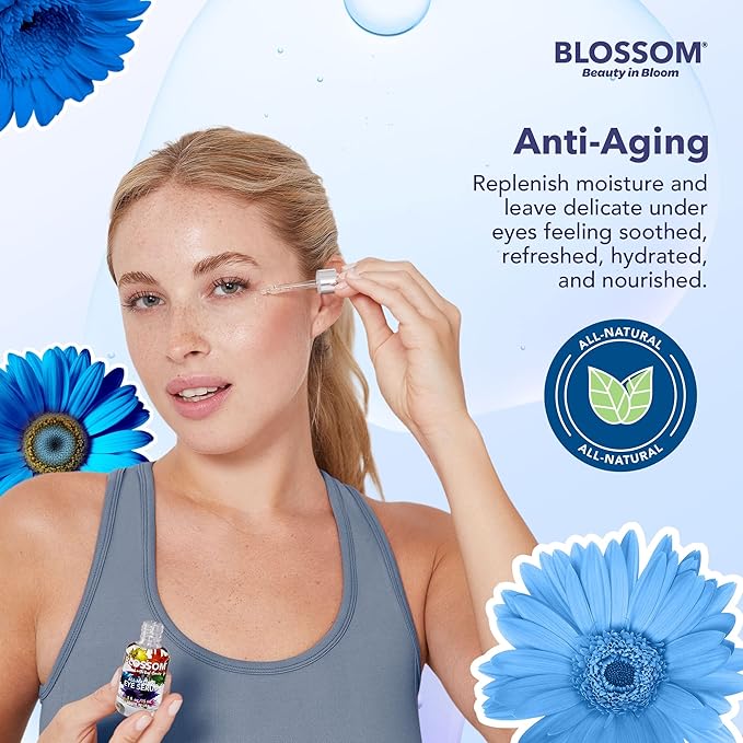 Blossom All Natural Organic Cruelty Free Moisturizing Eye Serum with Essential Oils, Infused with Real Flowers, Made in USA, 0.5 fl. oz./15ml, Winter Wonderland