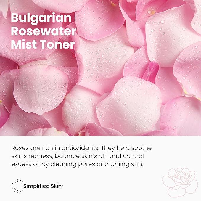 Rose Water Spray for Face & Hair - Organic USDA Certified Rosewater Facial Toner - Alcohol-Free Makeup Setting Hydrating Face Mist - Anti-Aging Toner Spray - 4 Oz