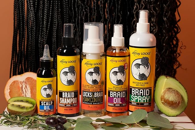 AllDay Locks Braid Spray (12 oz) | Alleviates Itchy & Dry Scalp | High Shine, Softens Dull Hair | Cleanse & Rejuvenate Braids, Locks, Twists, Cornrows | 12 oz