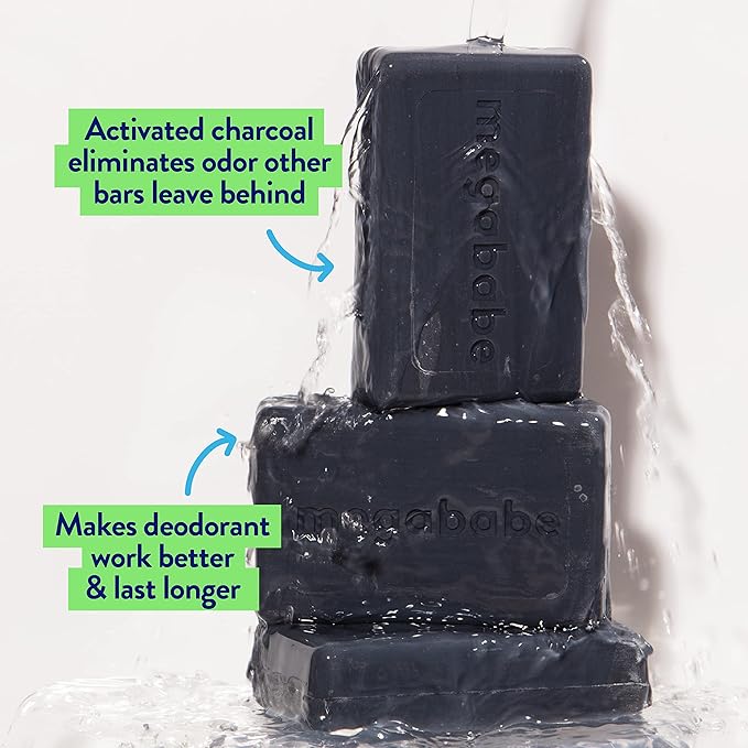 Megababe Underarm Bar Soap - Space Bar | With Detoxifying Charcoal for Odor Control | 4.5 oz