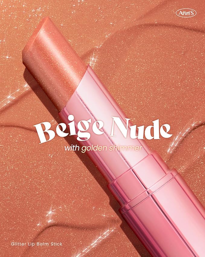 AMTS Tinted Lip Balm - Slip | Hydrating Glitter Lipstick | Pearl Shimmering Daily Lip Makeup for dry, cracked, chapped lips | korean beauty Moisture Lip Tint