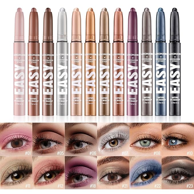 Jolilab Eyeshadow Stick Set, 2 Colors Matte Professional Bright-Colored Contouring and Highlight Eyeshadow Stick, Cream Waterproof Long Lasting High Pigmented Eye Shadow. (2, 08+21 2pcs)