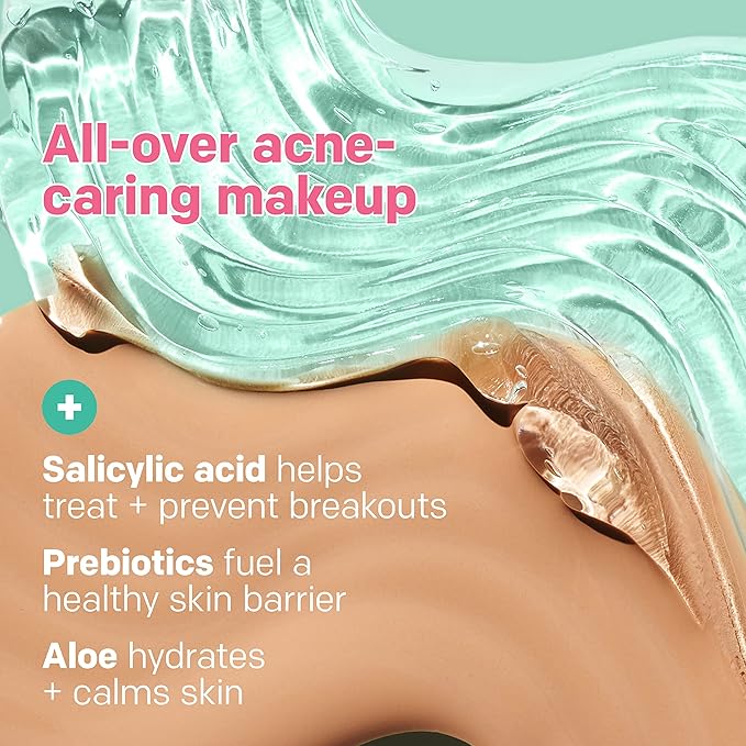 Almay Clear Complexion Acne Foundation Makeup with Salicylic Acid - Lightweight, Medium Coverage, Hypoallergenic, Fragrance-Free, for Sensitive Skin, 500 Fresh Beige, 1 fl oz.