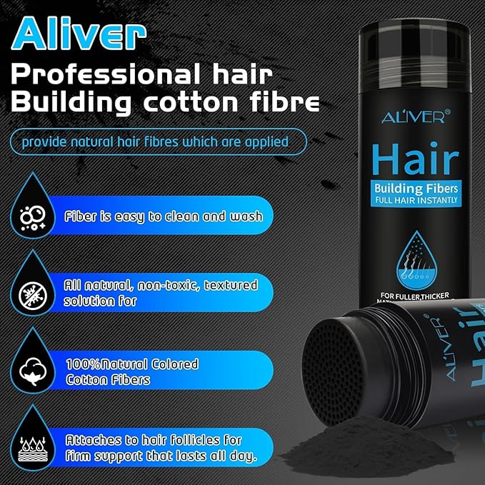Aliver Hair Fibers for Thinning Hair - Light Brown - 27.5Gr,Undetectable Natural Formula, Thicker Fuller Hair in 15 Seconds, Conceals Hair Loss, Look Younger, for Men & Women Patchy Bald Spot,Crown