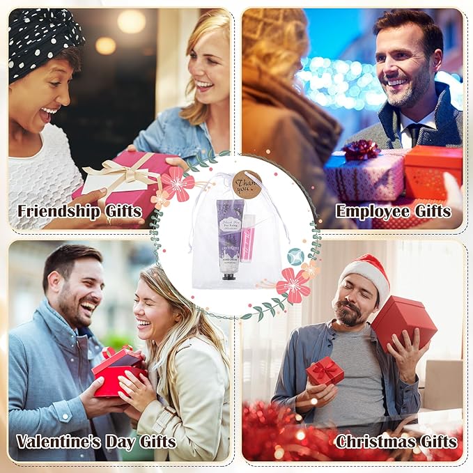 36 Set Thank You Gifts for Employee Hand Cream and Lip Balm Bulk Set with Organza Bag Thank You Card Hand Lotion Appreciation Gift Set for Women Men Coworkers Volunteer