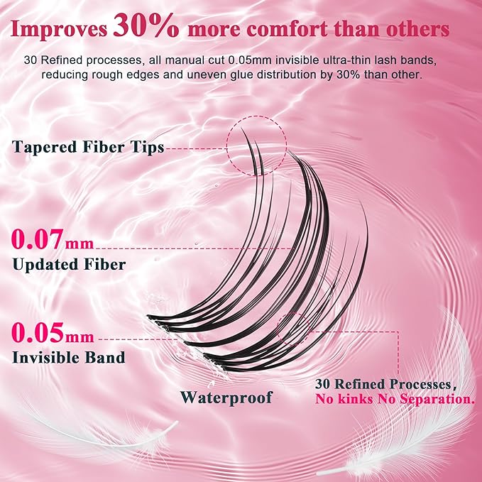 Lash Clusters Kit - Wispy Natural & Manga Spiky Lash Cluster Invisible band 8-16mm Eyelash Clusters Kit D Curl Lash Extension Kit WideSpan with Bond and Seal DIY at Home