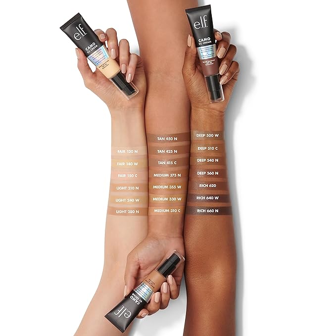 e.l.f. Camo CC Cream, SPF 30 Color-Correcting Medium-To-Full Coverage Face Foundation, Delivers An Airbrushed Finish, Vegan & Cruelty-Free, Rich 640 W