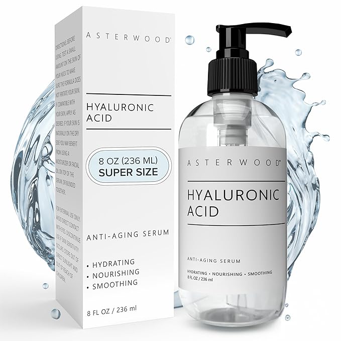Asterwood Hyaluronic Acid Serum for Face - Plumping, Anti-Aging, Hydrating - Fragrance-Free - 8 Fl Oz