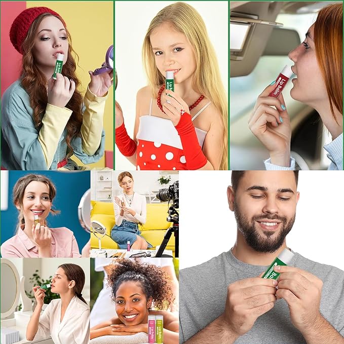 36 Pack Natural Lip Balm Bulk with Vitamin E and Coconut Oil - Moisturizing, Soothing, and Repairing Dry and Chapped Lips - 12 Flavors - Non-GMO