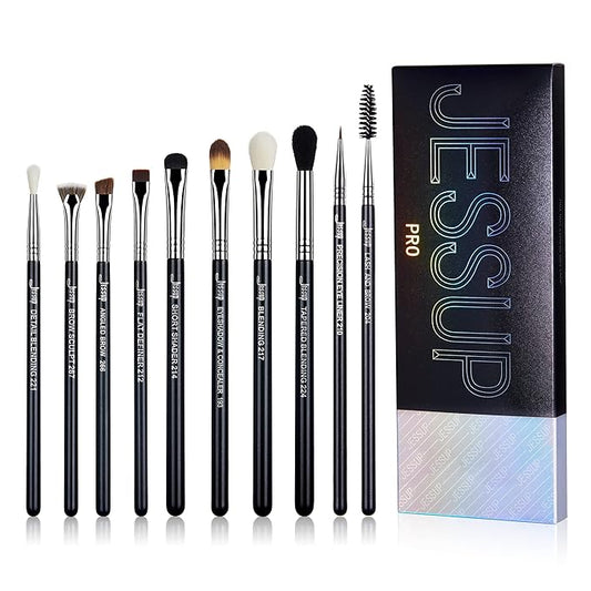 Jessup Eye Makeup Brushes 10 pcs, Premium Synthetic Eyeshadow Blending Concealer Eyebrow Eyeliner Brush Set T315