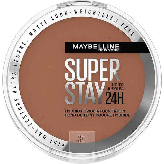 Maybelline Super Stay Up to 24HR Hybrid Powder-Foundation, Medium-to-Full Coverage Makeup, Matte Finish, 370, 1 Count