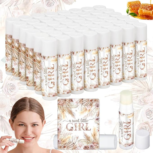 50 Pack Boho Baby Shower Lip Balm Party Supplies Bulk for Girls Guests Boys Baby Shower Gifts Neutral Gender Reveal Favors Prizes Souvenirs Winners Thank You Appreciation Gifts