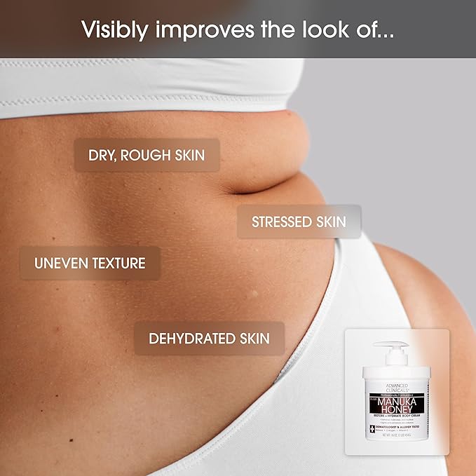 Advanced Clinicals Unscented Retinol Body Lotion & Face Moisturizer + Manuka Honey Body Cream For Women & Men | 2PC Skincare Set Helps Reduce Appearance Of Crepey Skin + Extremely Dry Skin, 2pc Set