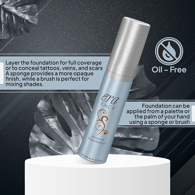 ERA Face spray makeup (R9 Chestnut - 2.25 oz) - airbrush foundation, everyday, buildable, professional spray on cosmetics by Era Beauty